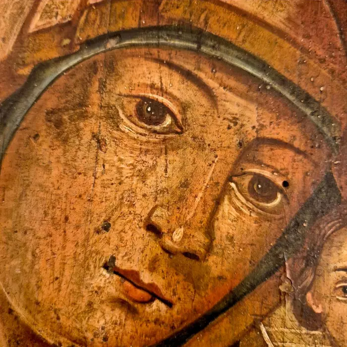 Virgin of Kazan, Russian Icon, Oil on Wood Panel, 19th century