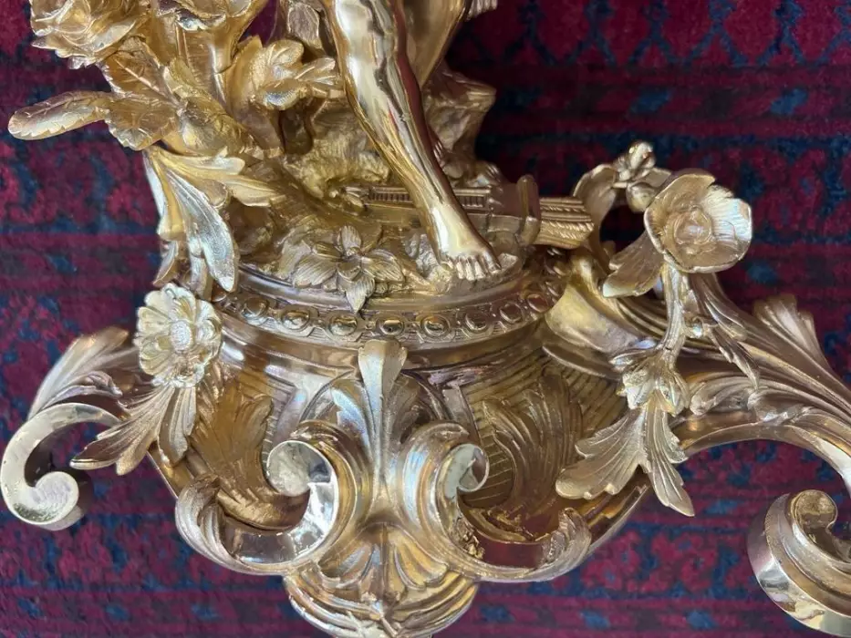 Pair Of Napoleon III Period Gilt Bronze Putti Andirons, 19th century