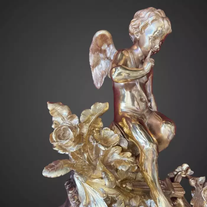 Pair Of Napoleon III Period Gilt Bronze Putti Andirons, 19th century