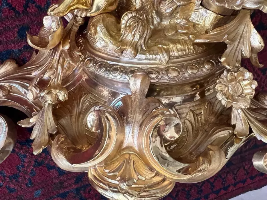 Pair Of Napoleon III Period Gilt Bronze Putti Andirons, 19th century
