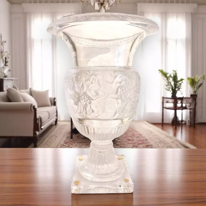 Lalique Versailles Vase in Clear Crystal — France, 1939 Design, Circa 1990
