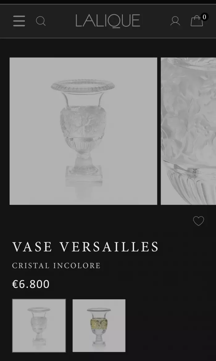 Lalique Versailles Vase in Clear Crystal — France, 1939 Design, Circa 1990