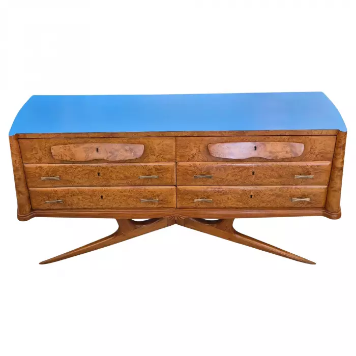 Unique Italian modern midcentury elm burl Sideboard after Vittorio Dassi