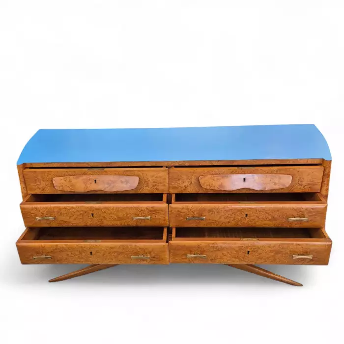 Unique Italian modern midcentury elm burl Sideboard after Vittorio Dassi