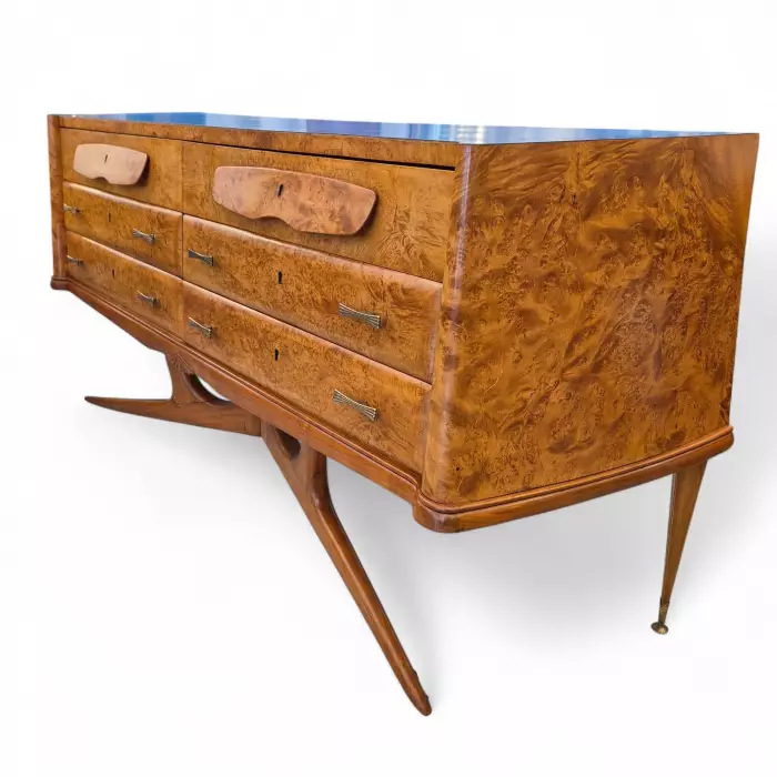 Unique Italian modern midcentury elm burl Sideboard after Vittorio Dassi