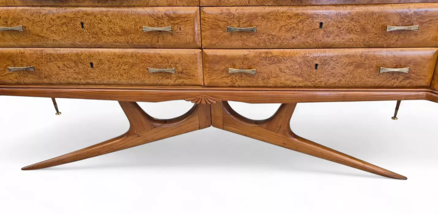 Unique Italian modern midcentury elm burl Sideboard after Vittorio Dassi