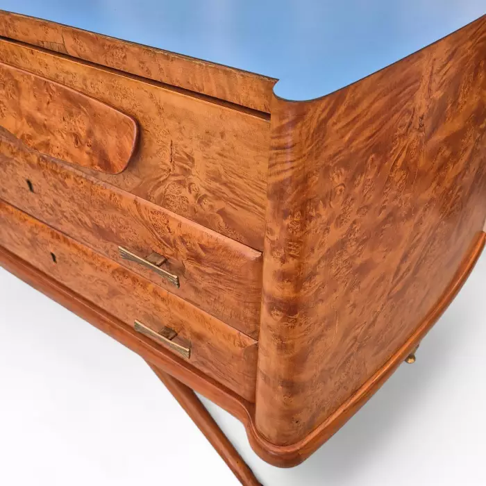 Unique Italian modern midcentury elm burl Sideboard after Vittorio Dassi