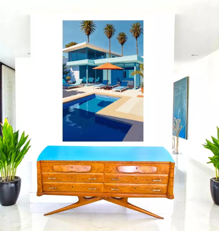 Unique Italian modern midcentury elm burl Sideboard after Vittorio Dassi