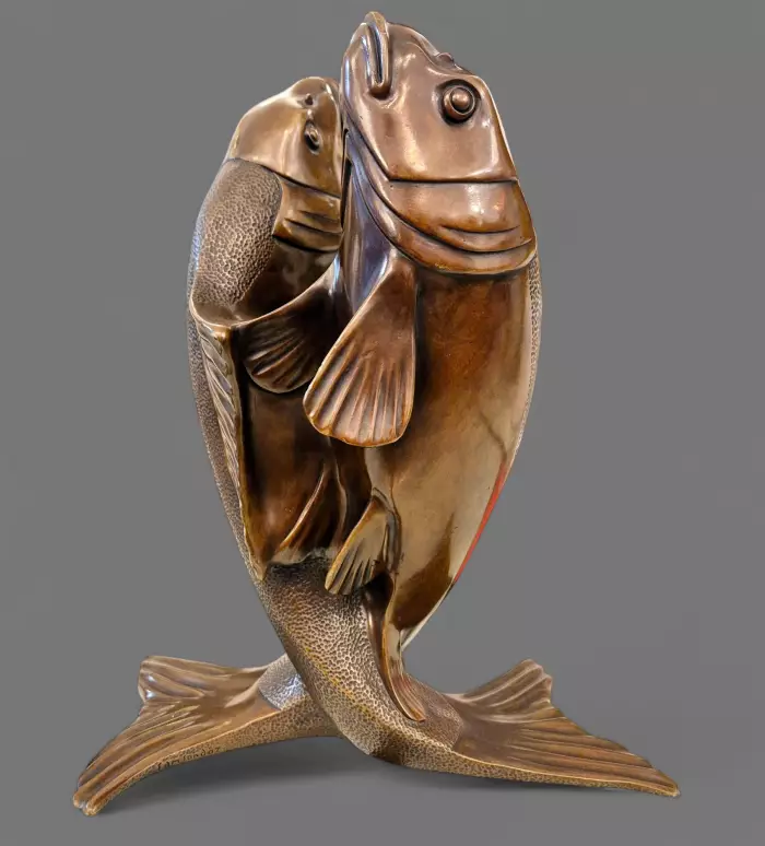 Edouard Marcel Sandoz, entwined carps, bronze, Susse Frères foundrymen, 1920