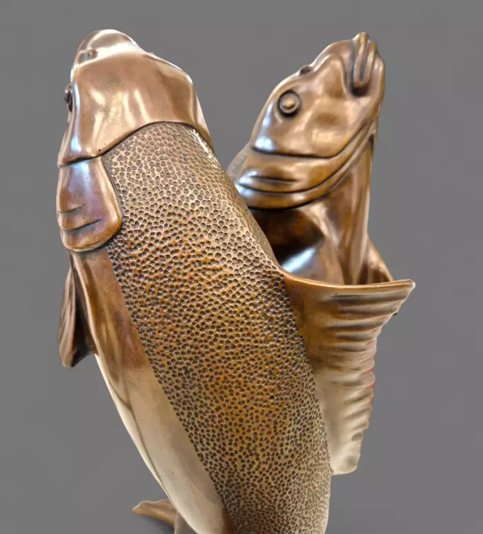 Edouard Marcel Sandoz, entwined carps, bronze, Susse Frères foundrymen, 1920
