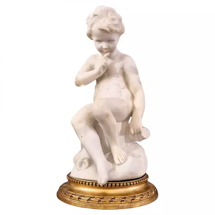Carrara marble statue of Cupid, 19th century, after Étienne Maurice Falconet