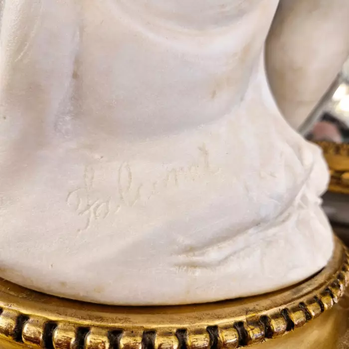 Carrara marble statue of Cupid, 19th century, after Étienne Maurice Falconet