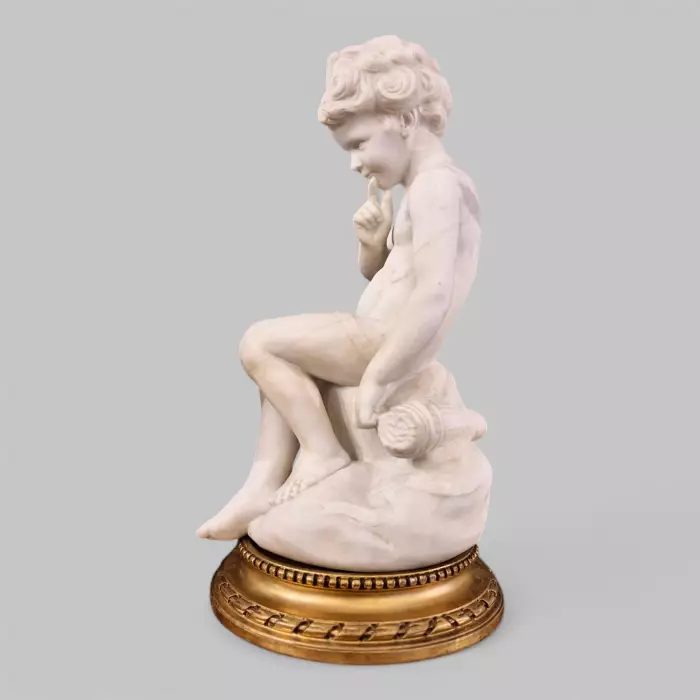 Carrara marble statue of Cupid, 19th century, after Étienne Maurice Falconet