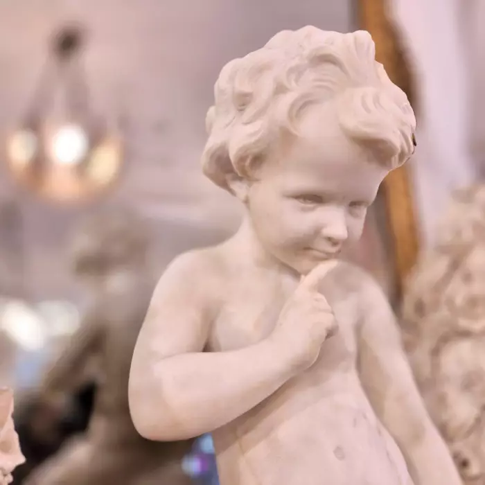 Carrara marble statue of Cupid, 19th century, after Étienne Maurice Falconet