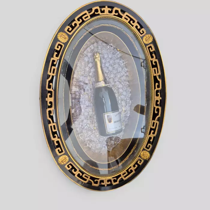 Maison ROMÉO champagne cooler, Wood and gilt bronze, circa 1970