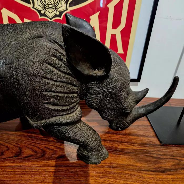 Carved wood rhinoceros, Circa 1950
