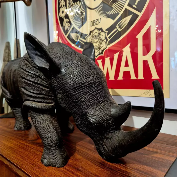 Carved wood rhinoceros, Circa 1950
