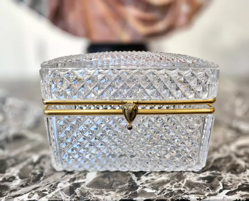 Large cut-crystal box with gilt-bronze mounting, Charles X period, circa 1830.