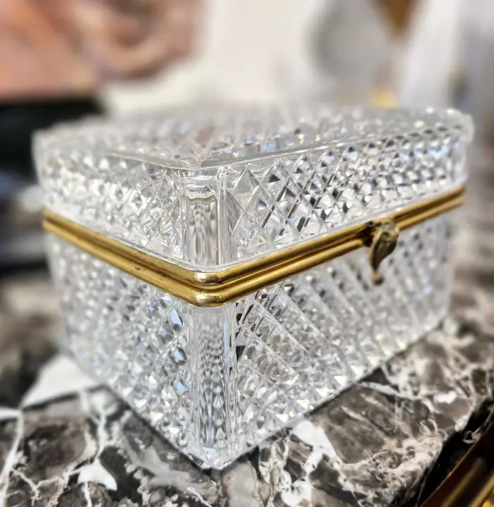 Large cut-crystal box with gilt-bronze mounting, Charles X period, circa 1830.