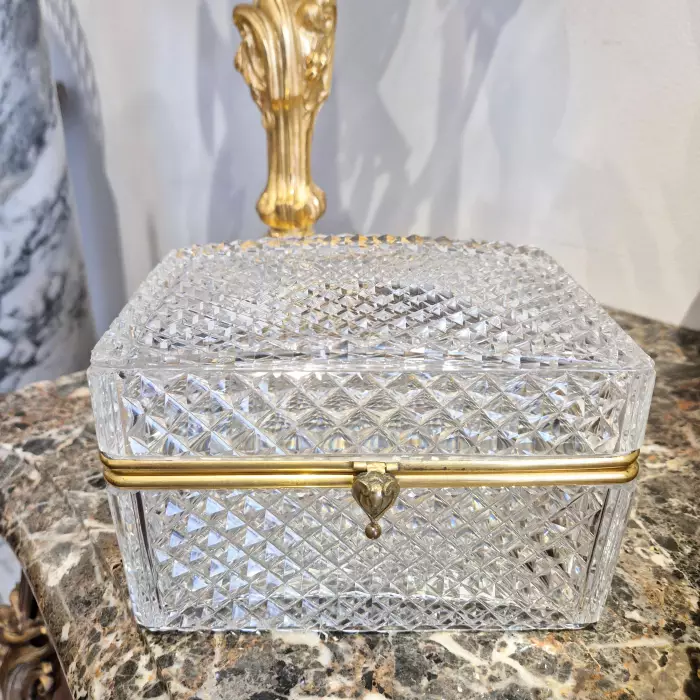 Large cut-crystal box with gilt-bronze mounting, Charles X period, circa 1830.