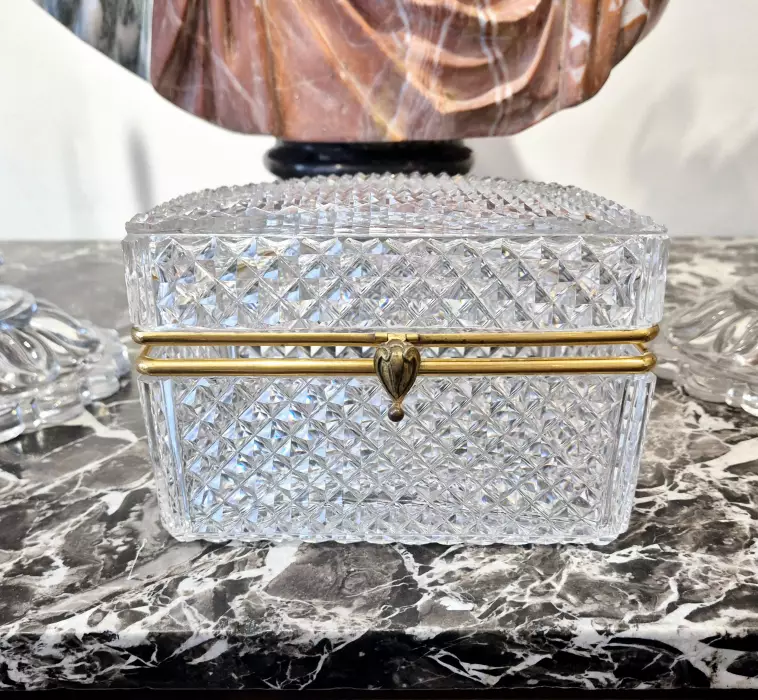 Large cut-crystal box with gilt-bronze mounting, Charles X period, circa 1830.