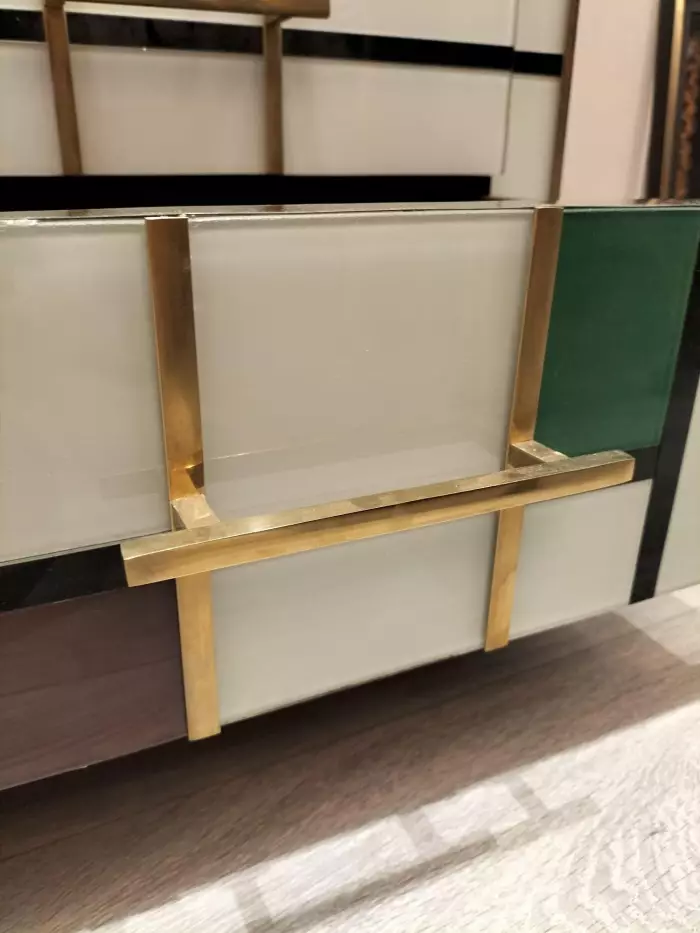 Four-Drawer Murano Glass Commode in Mondrian Style, 1970’s