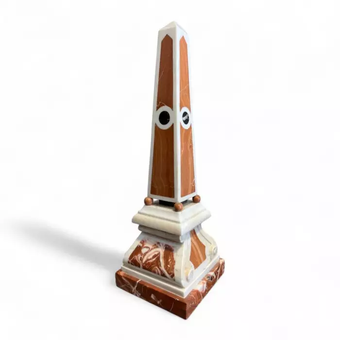 19th Century Pair of Obelisks in Carrara Marble, Sicilian Jasper & Black Portoro