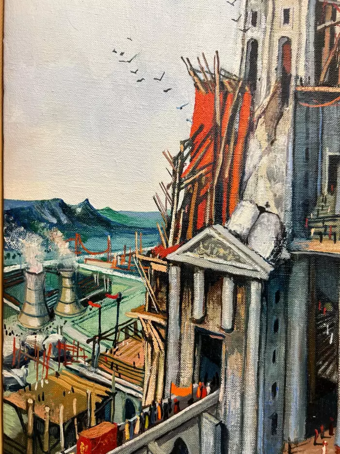 Oil-Painting by Jean Thomas (1923- 2019): `A Religious Life: Tower of Babel`