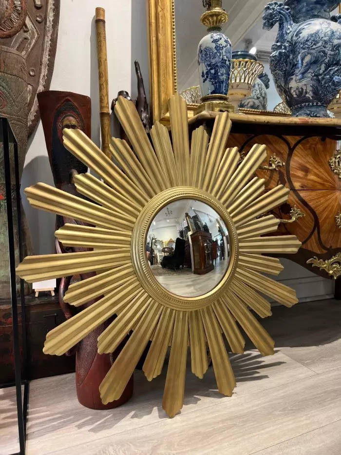 1960s Large Sun-Shaped Convex Mirror