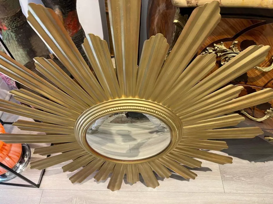 1960s Large Sun-Shaped Convex Mirror