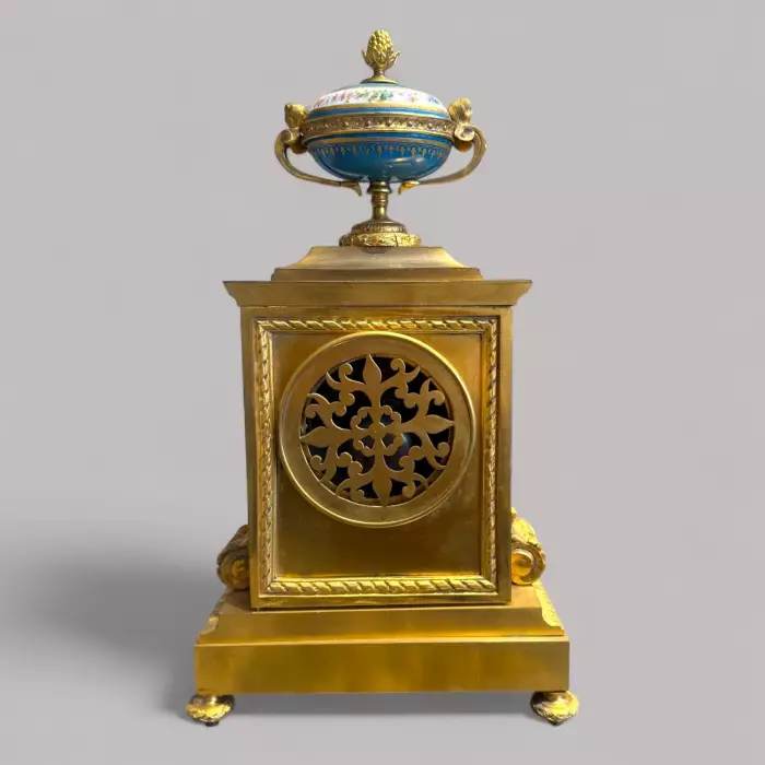 French Louis XVI Style Porcelain and Gilt Bronze Mantel Clock, 19th Century
