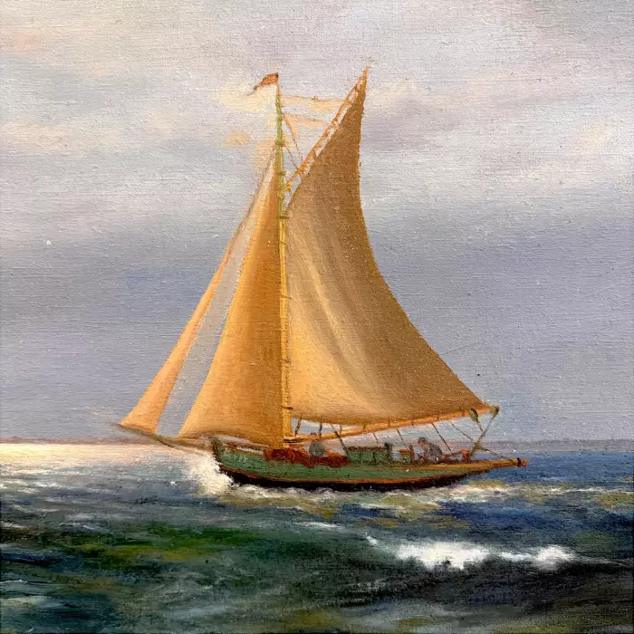 Seascape with Sailing Vessel by Alexander Reich-Staffelstein, 20th Century