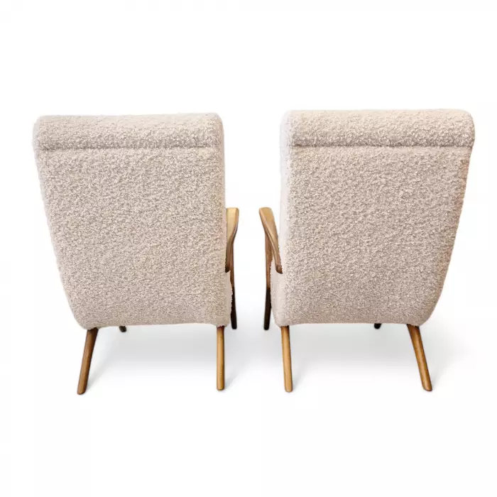 Pair of bouclé armchairs, attributed to Paolo Buffa, Circa 1950