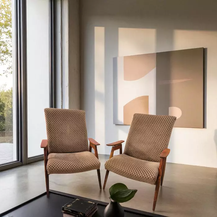 Пара кресел Mid-Century Lounge с бархатной обивкой, XX век 