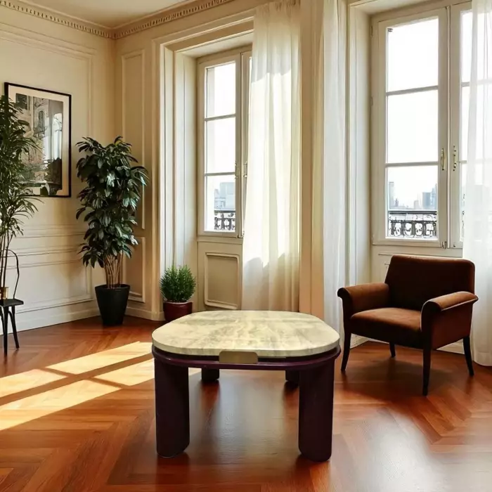 Roche Bobois Travertine-Top Coffee Table, 20th Century 