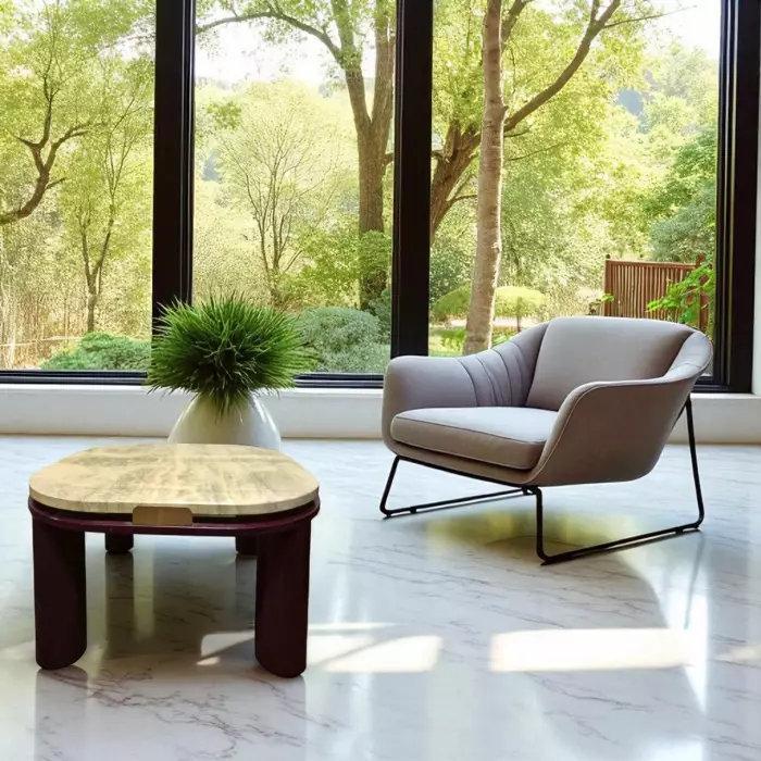 Roche Bobois Travertine-Top Coffee Table, 20th Century 