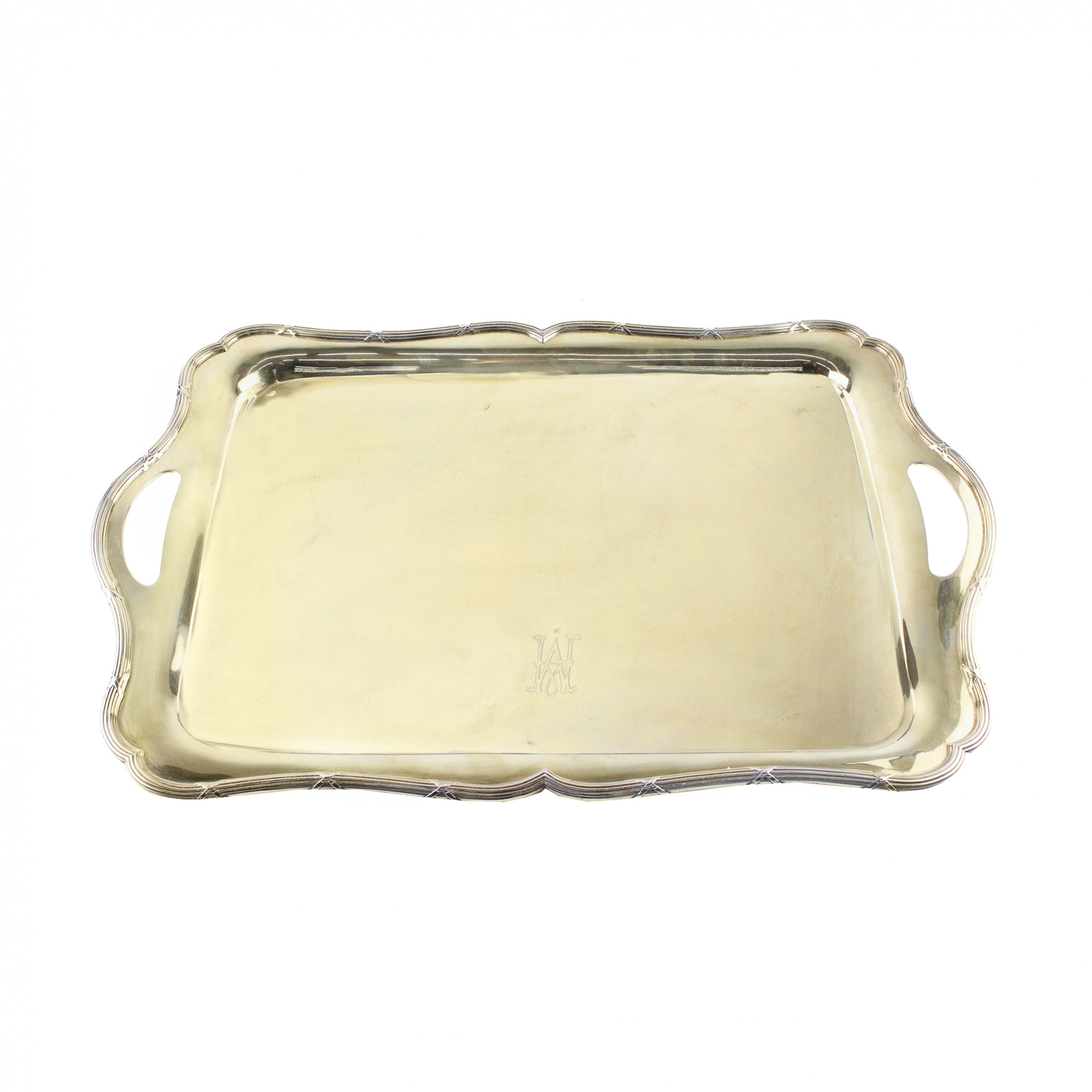 Silver gold plated serving tray
