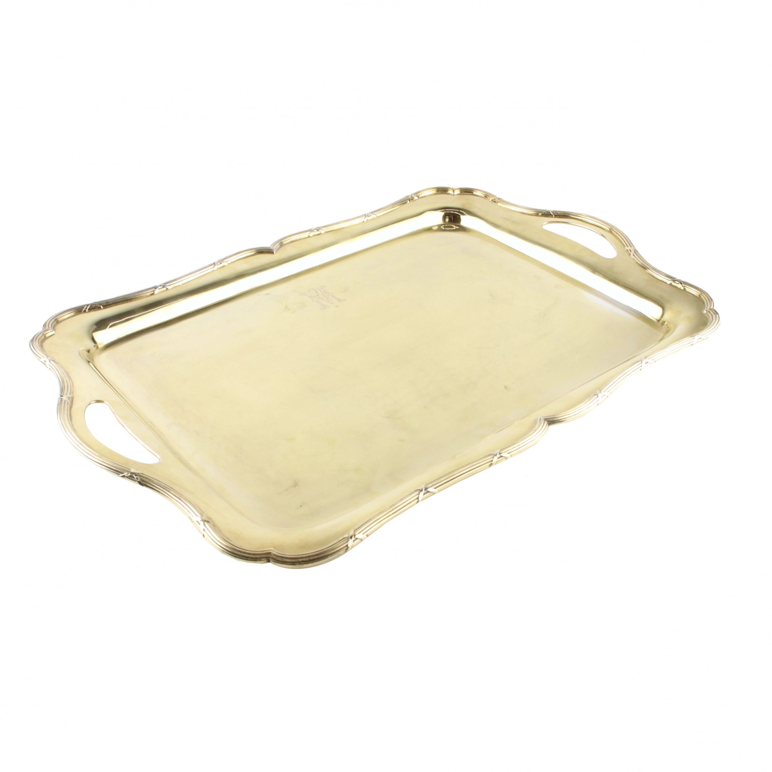 Silver gold plated serving tray
