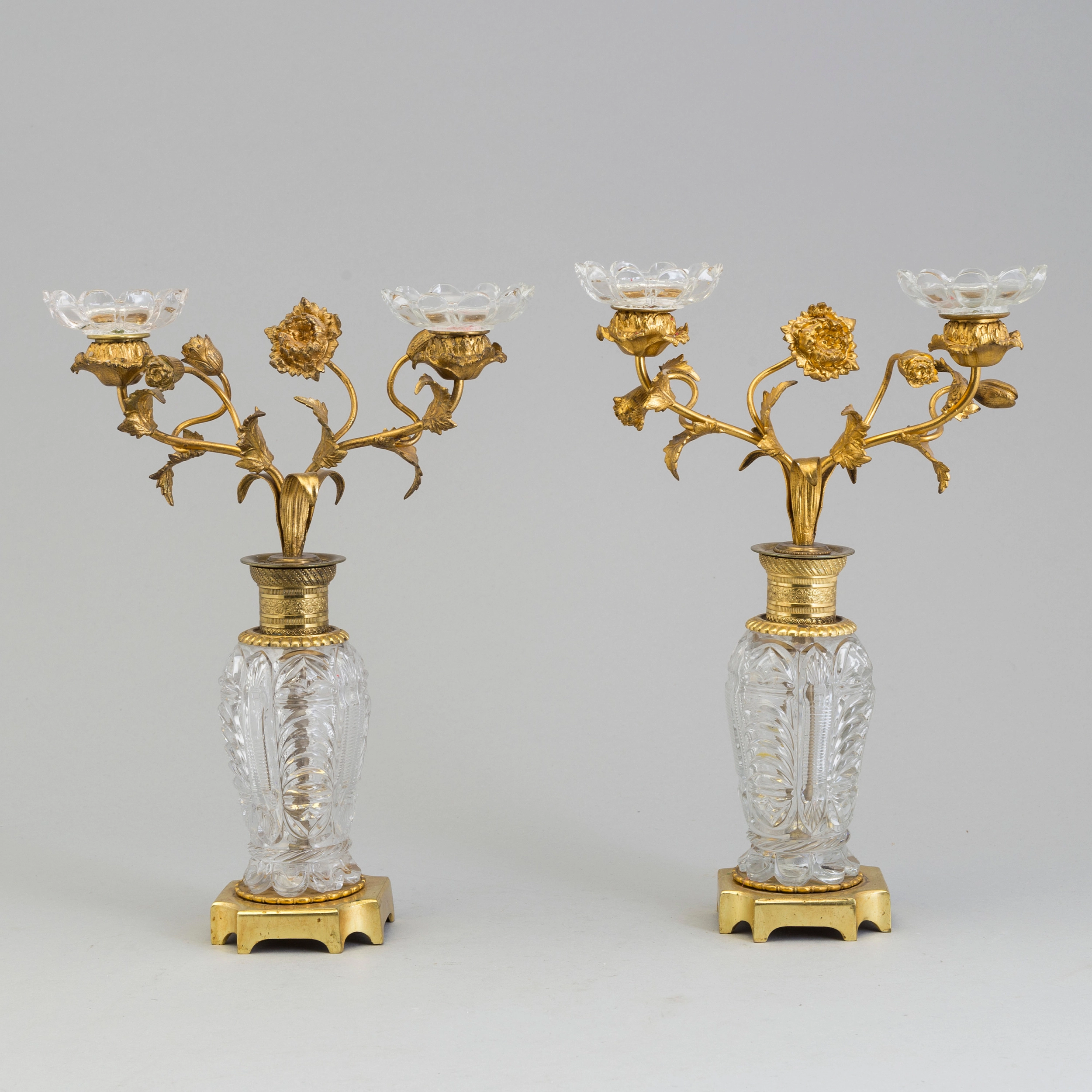 Pair of gilded brass-bronze candlesticks 