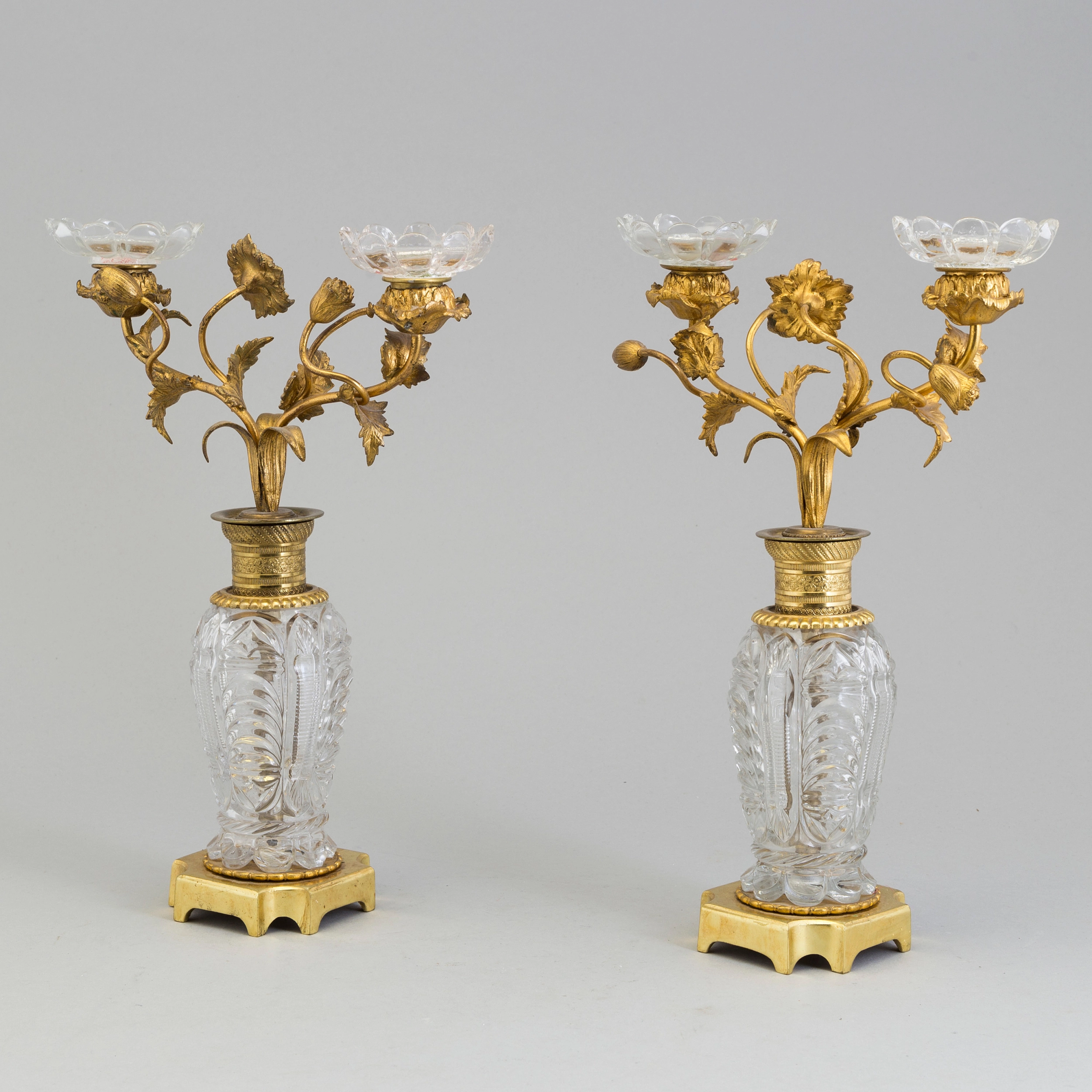 Pair of gilded brass-bronze candlesticks 