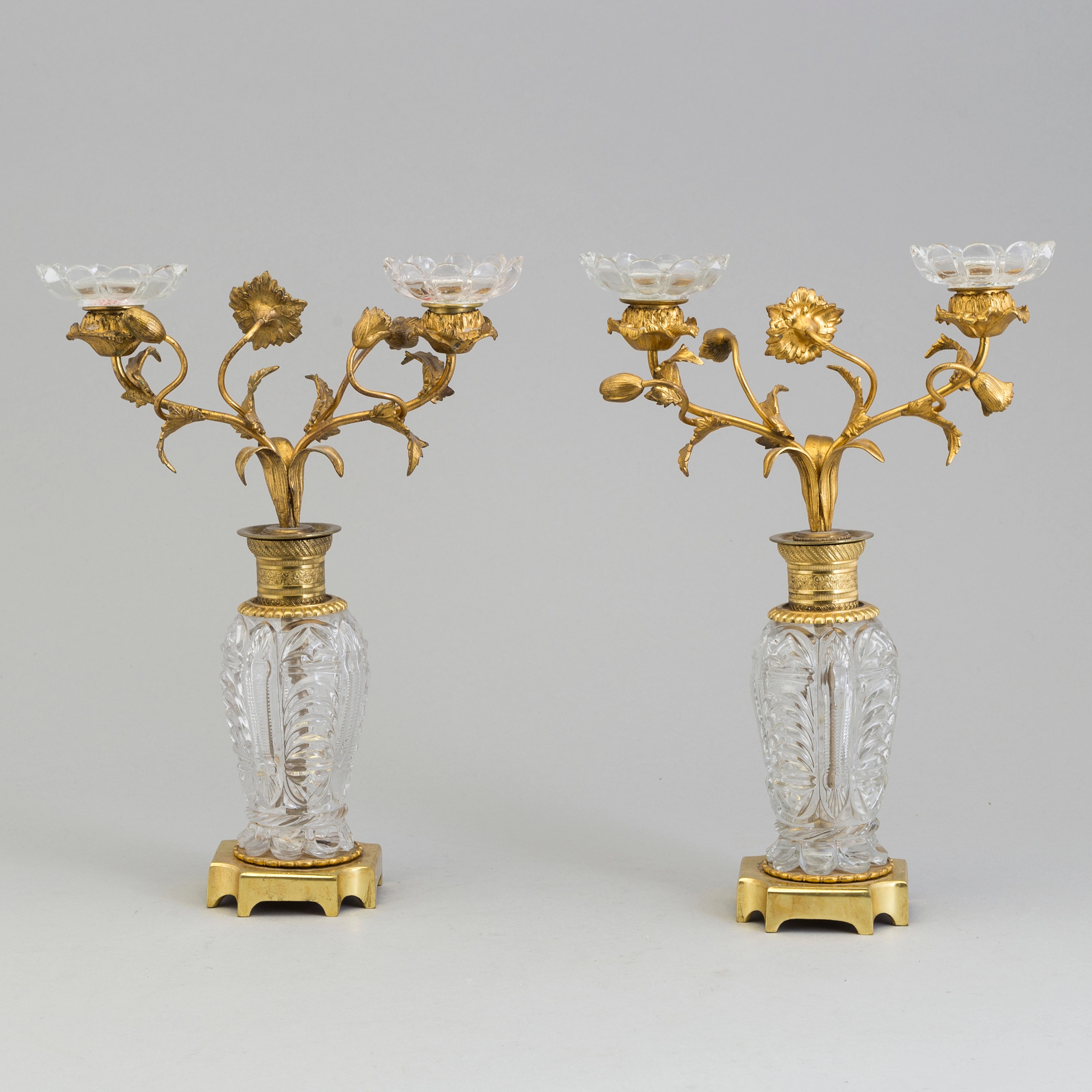 Pair of gilded brass-bronze candlesticks 