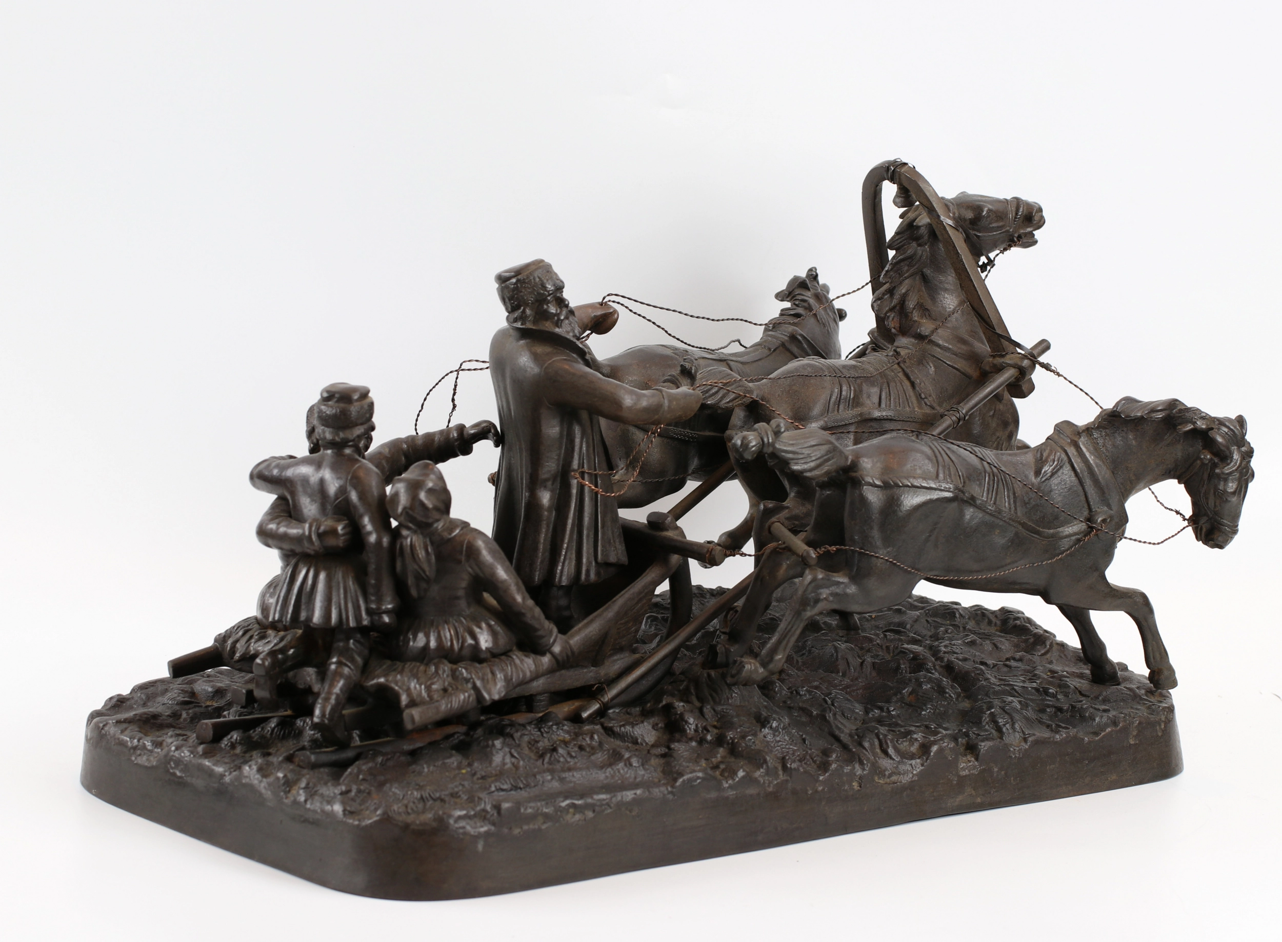 Composition sculpturale « Troïka en hiver » E.NAPS « . 