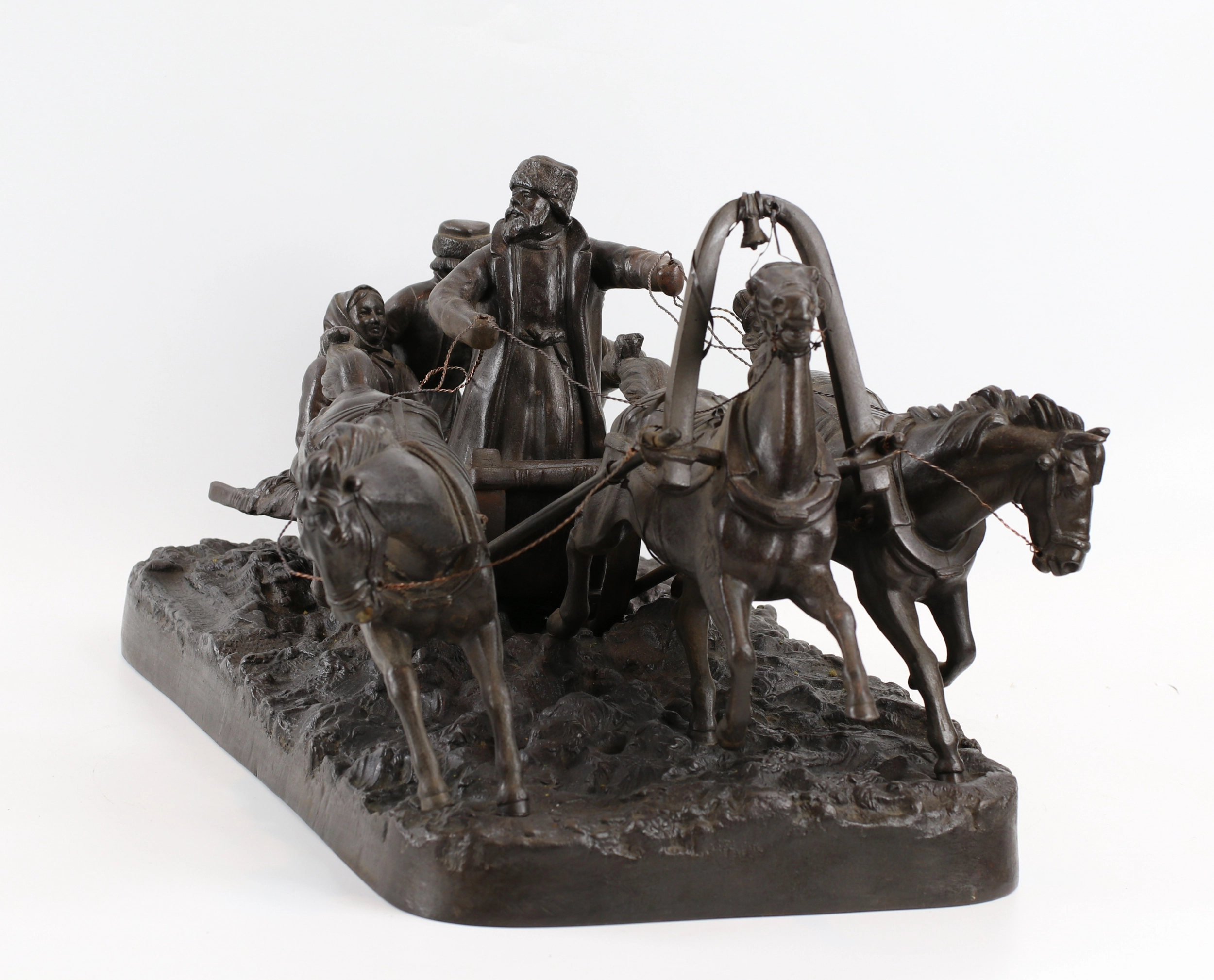 Composition sculpturale « Troïka en hiver » E.NAPS « . 
