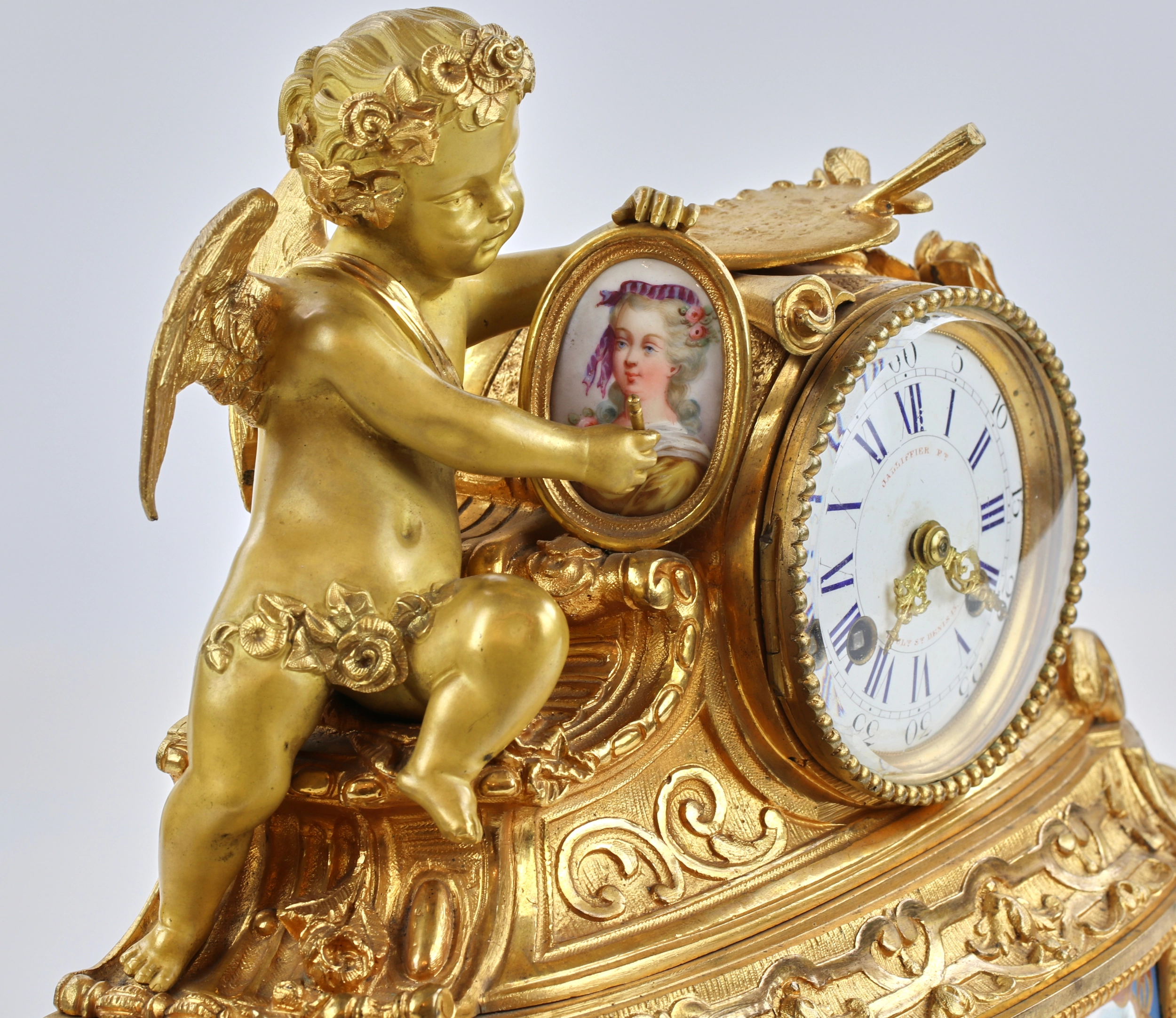 Pendule de cheminee Allegories de la peinture en bronze 