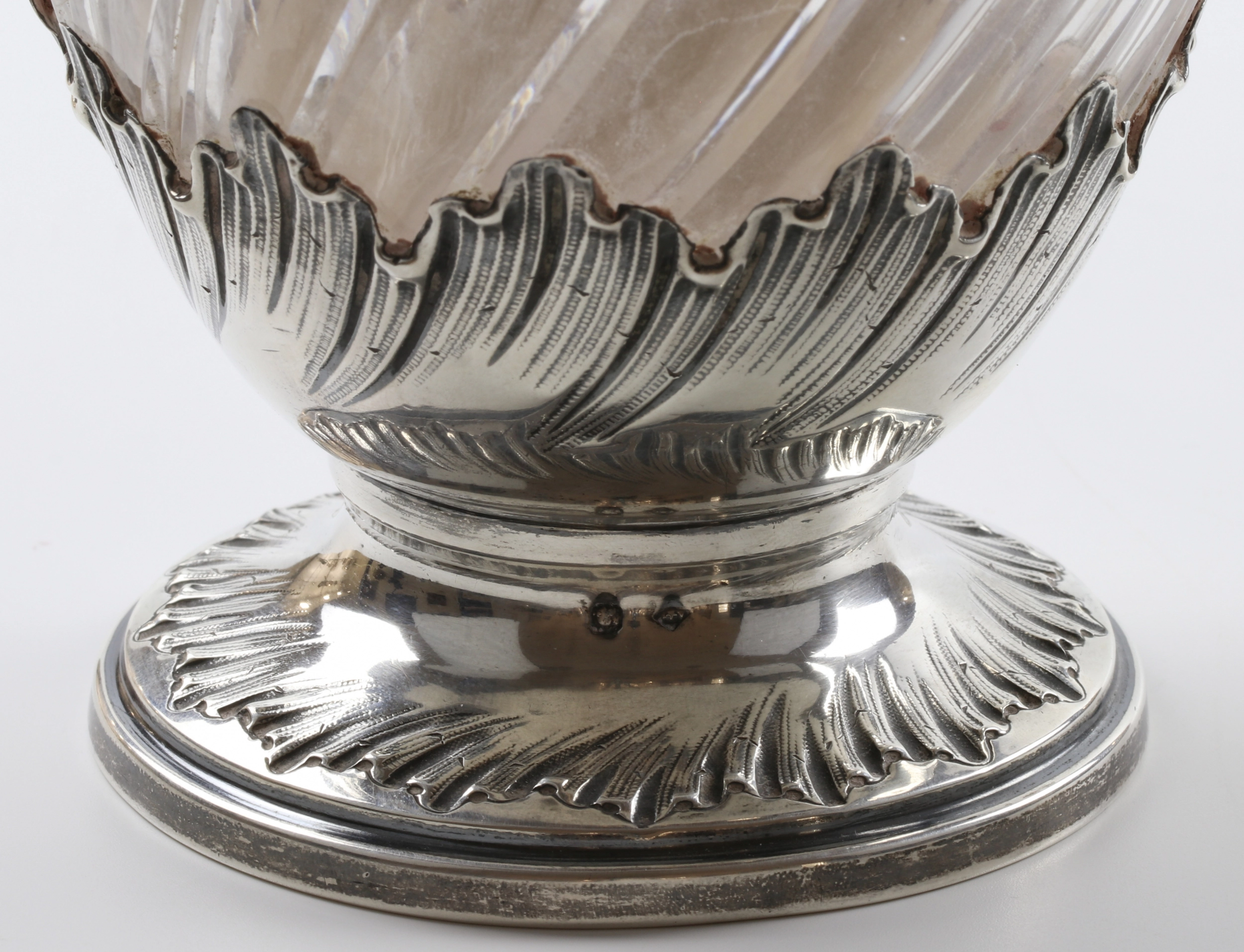 French silverwork crystal wine jug
