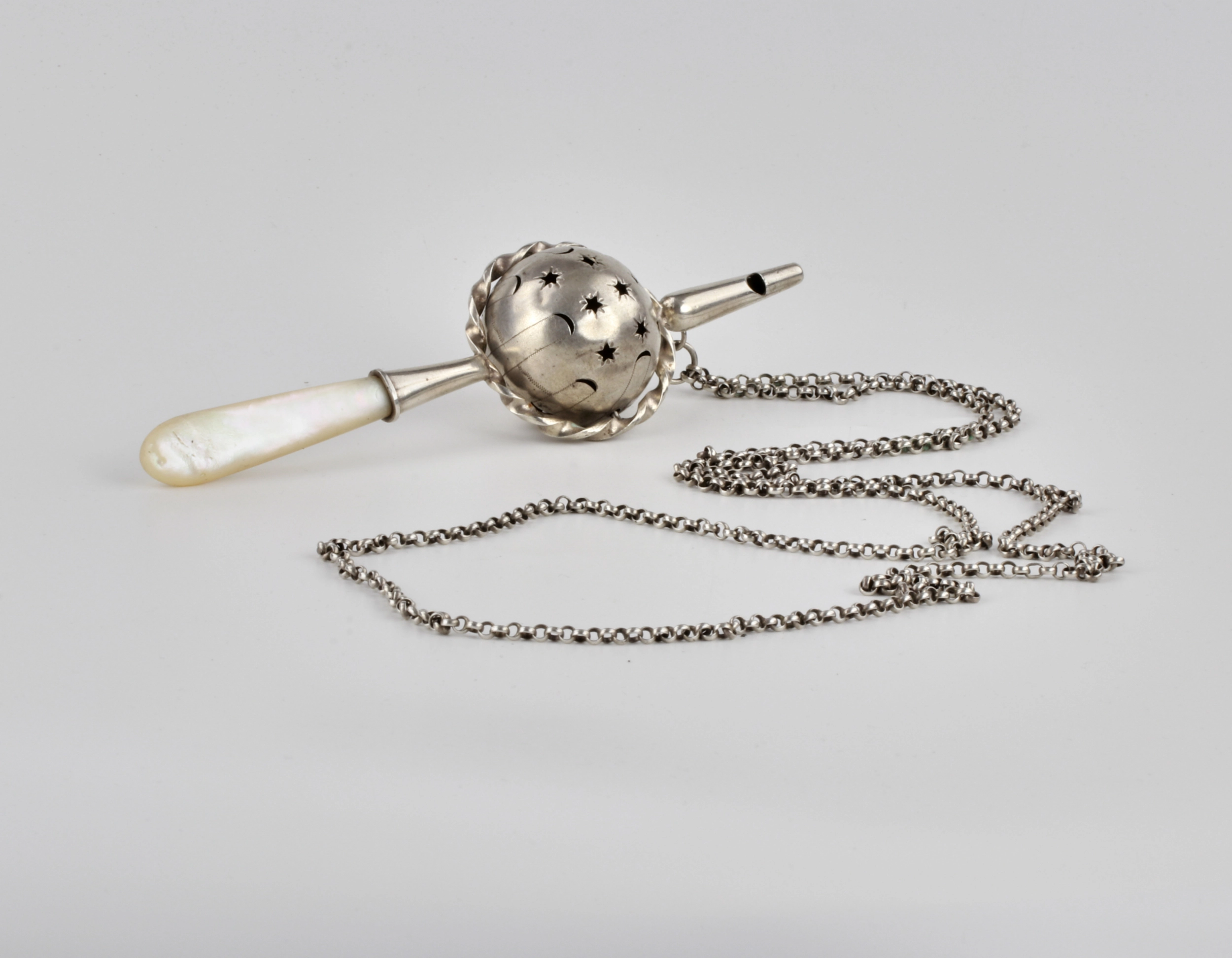 Silver baby rattle