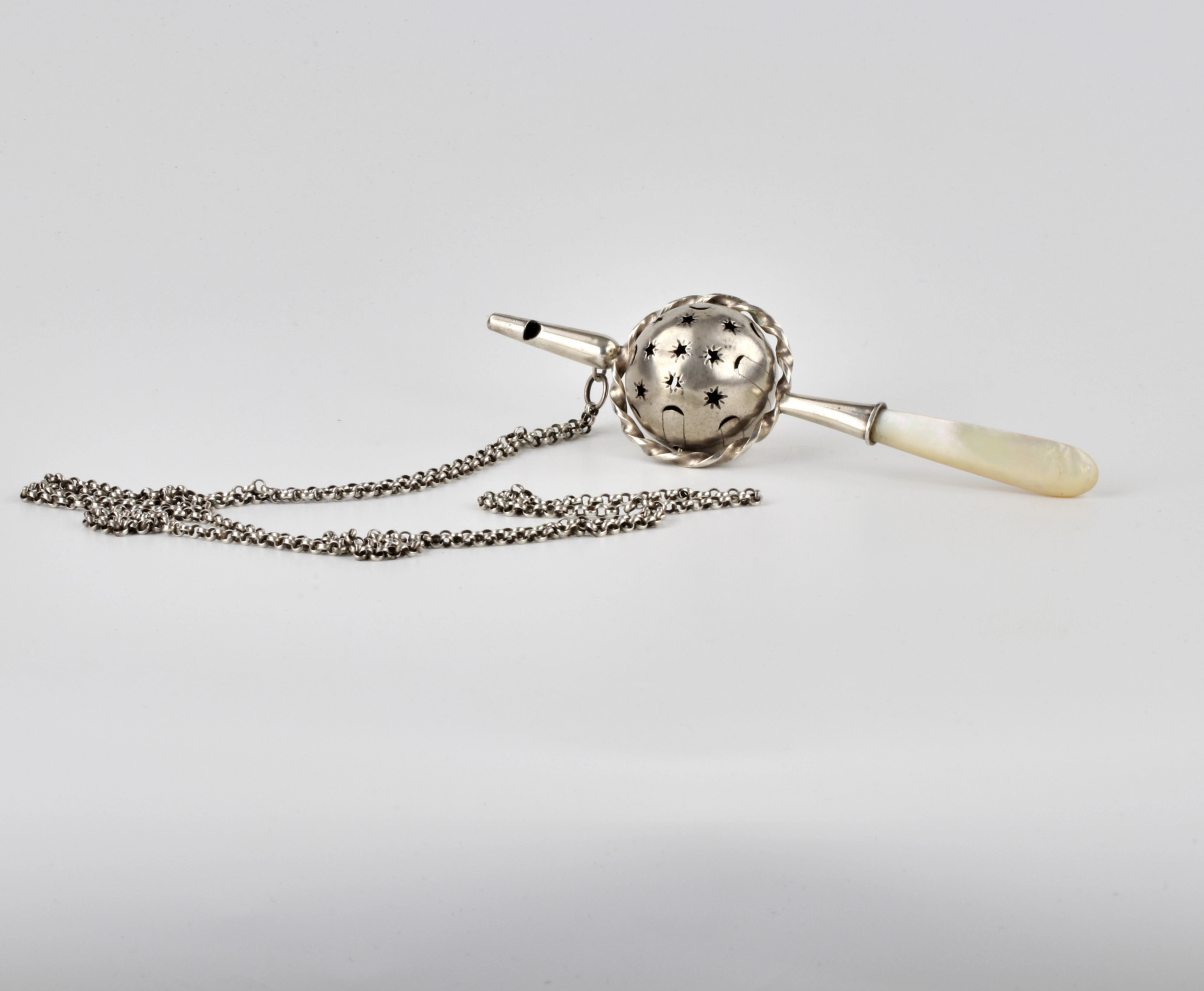 Silver baby rattle