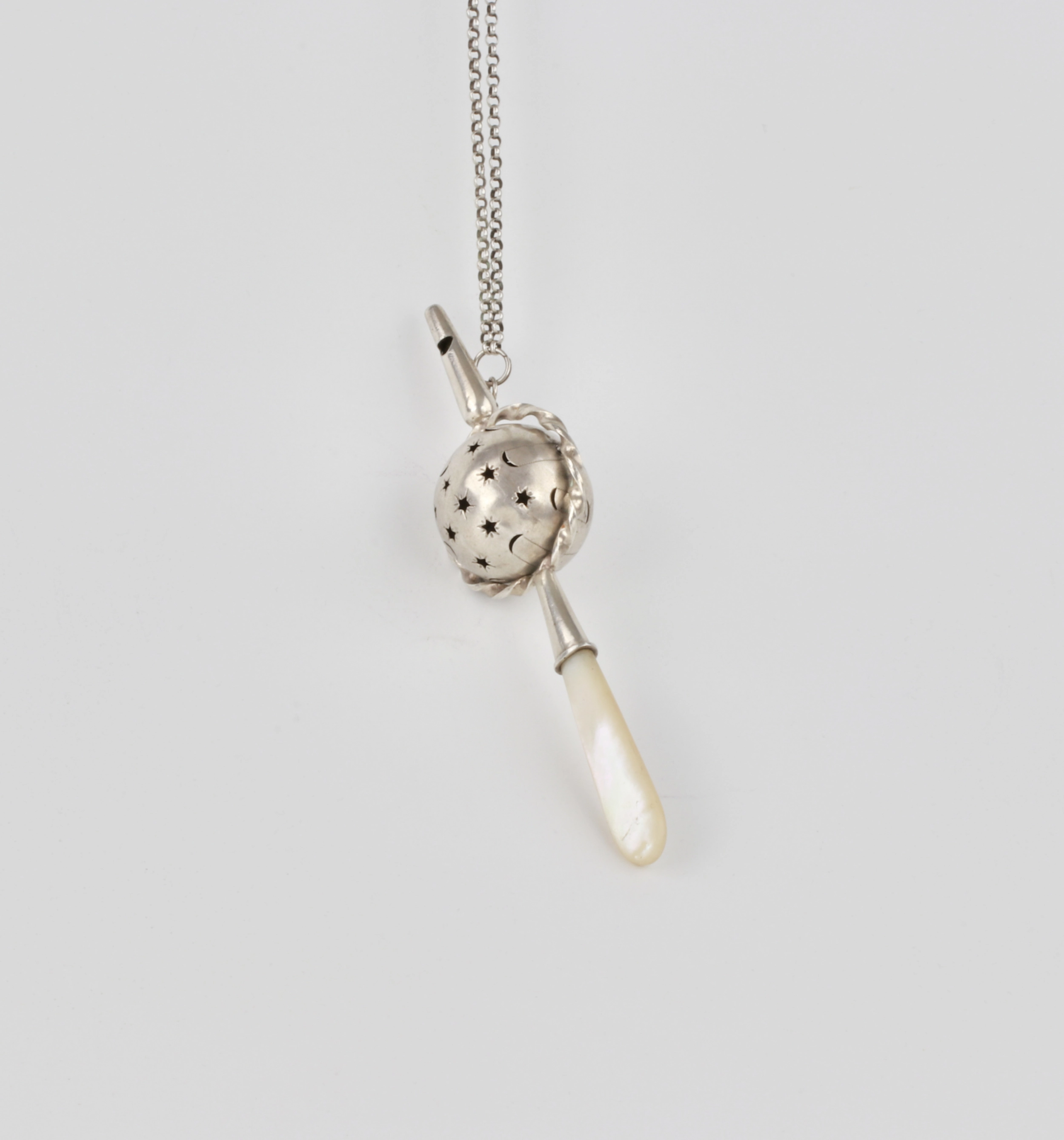 Silver baby rattle