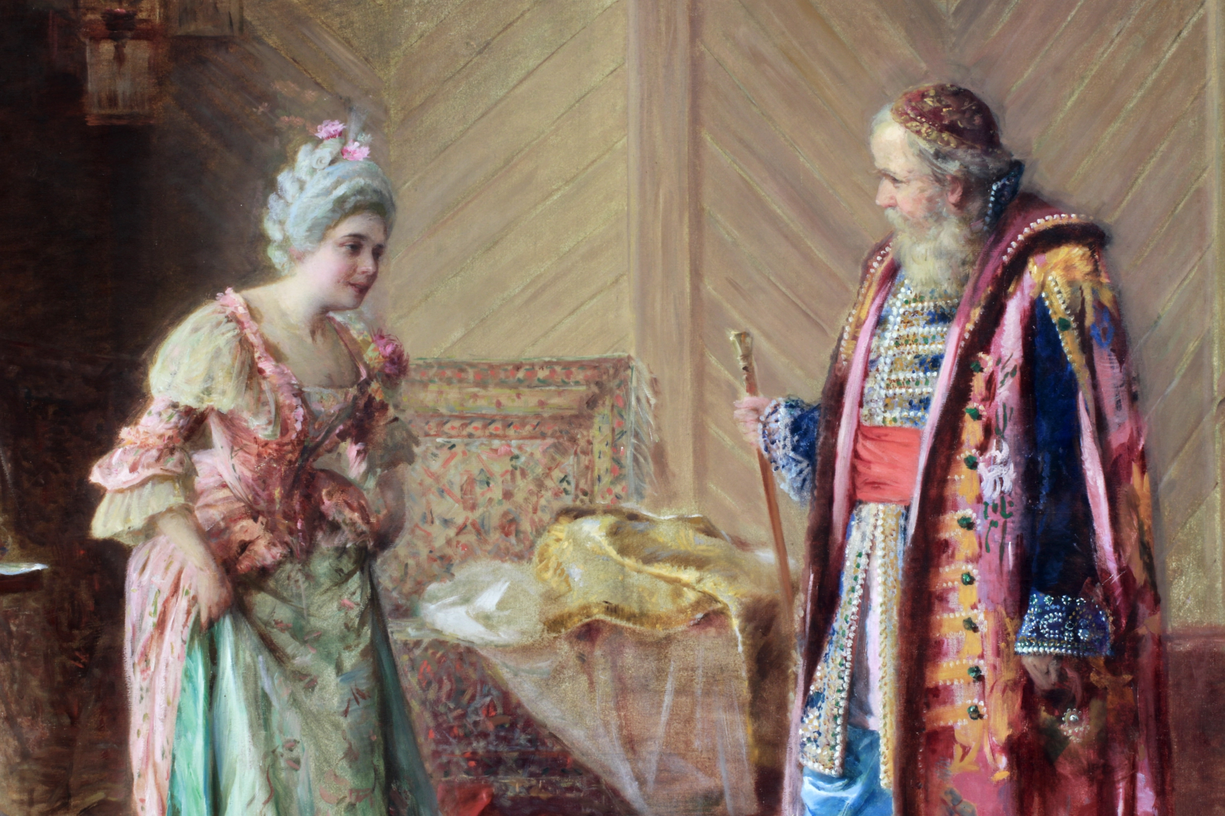 Peinture de genre Première reverence 1904. Pass Israël Abramovich