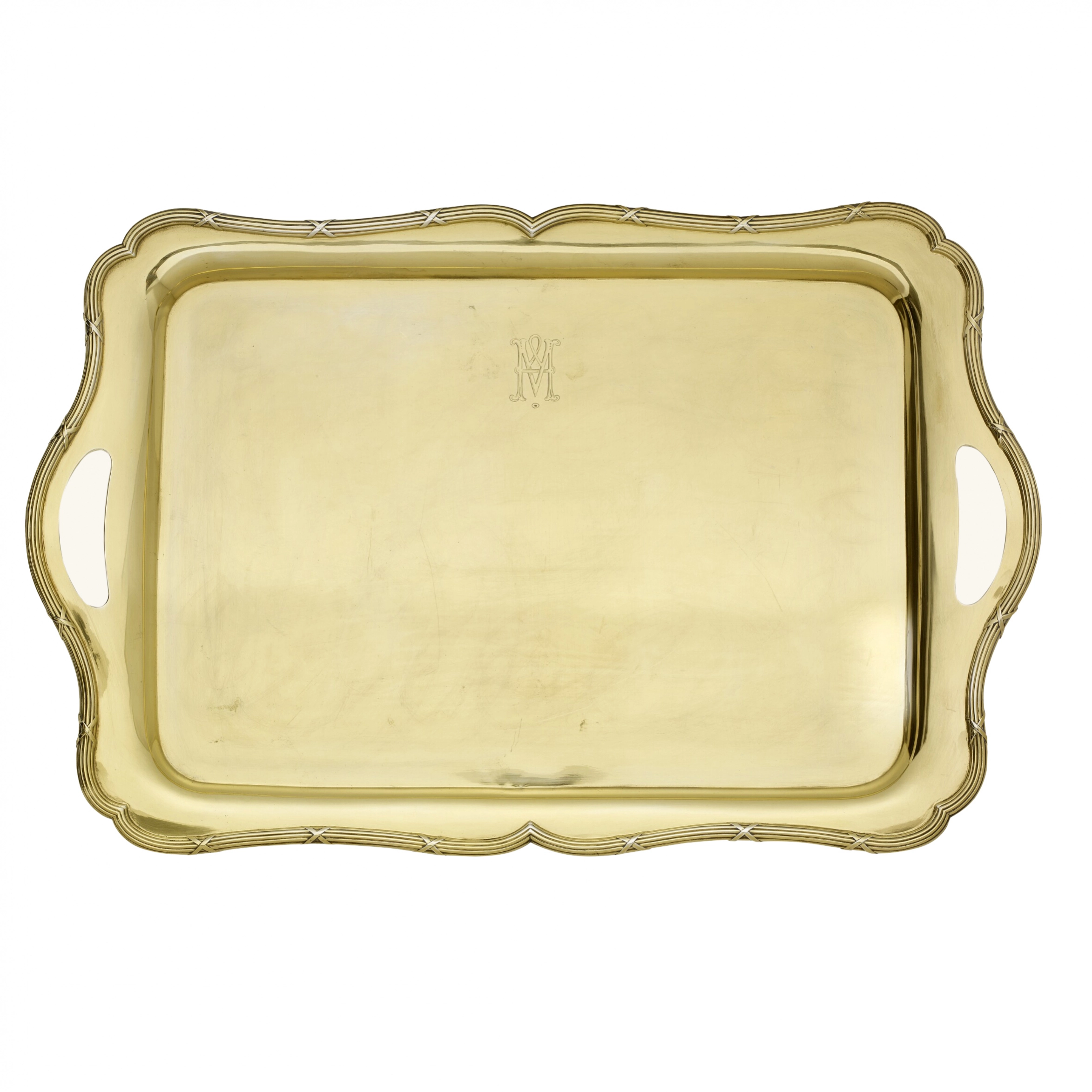 Silver gold plated serving tray